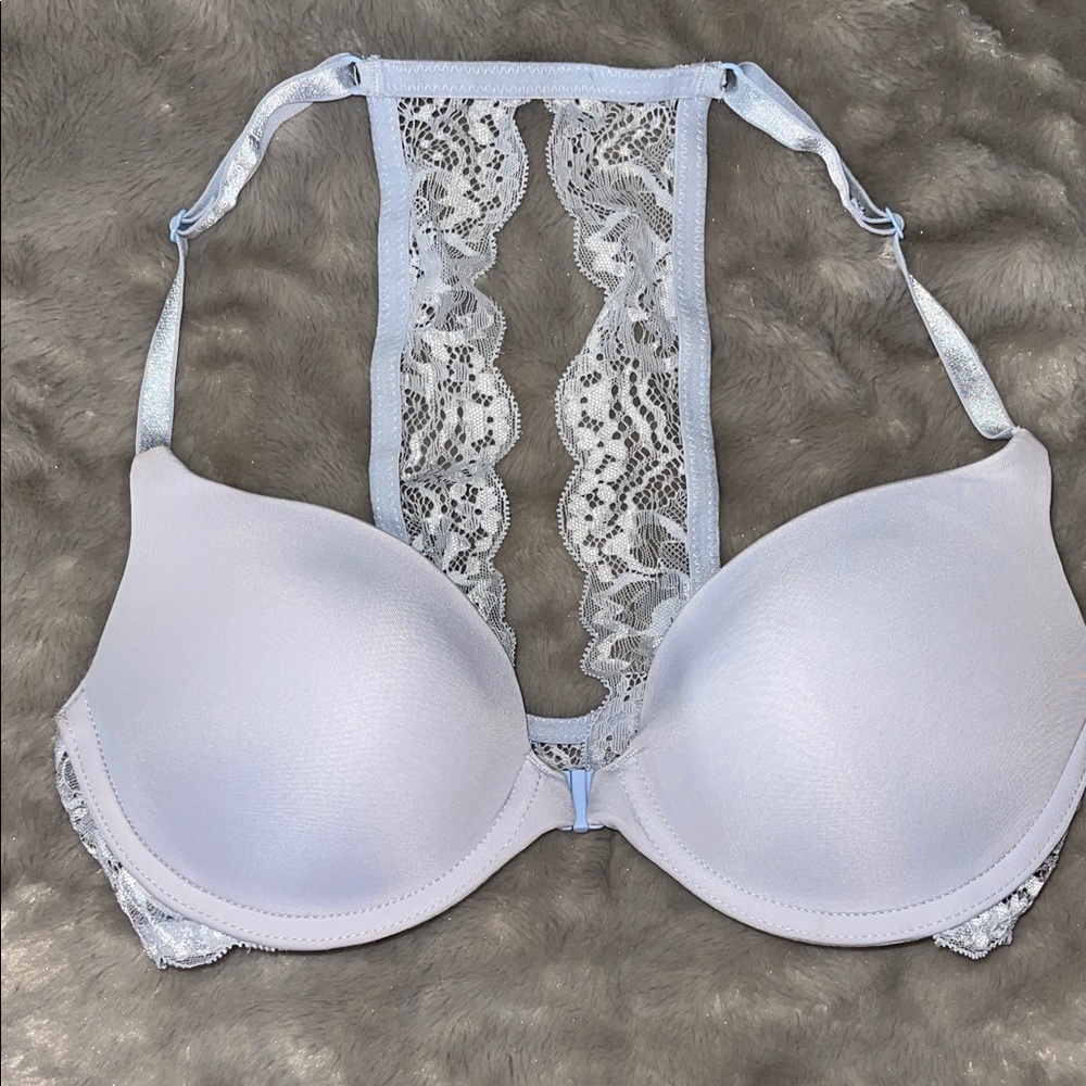 Undies Lace Bra Light Blue/Lavender Size 34b